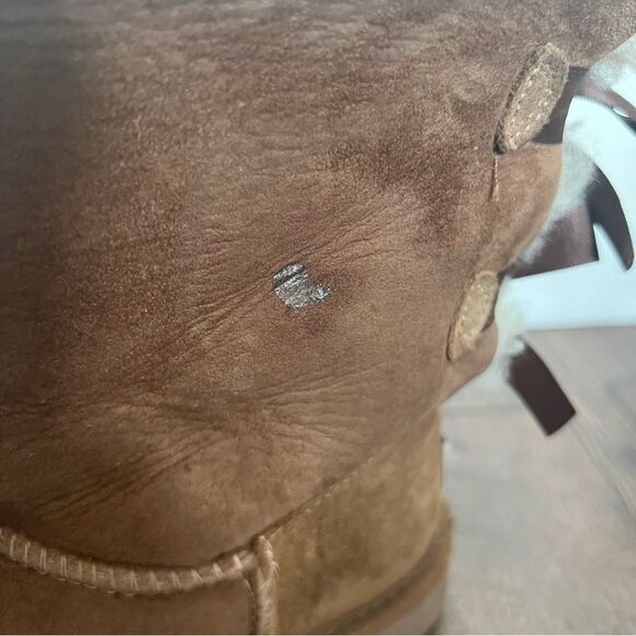 UGG Bailey Bow II Boots S/N 1002954
women US 5 brown suede satin bows shearling - Picture 10 of 12